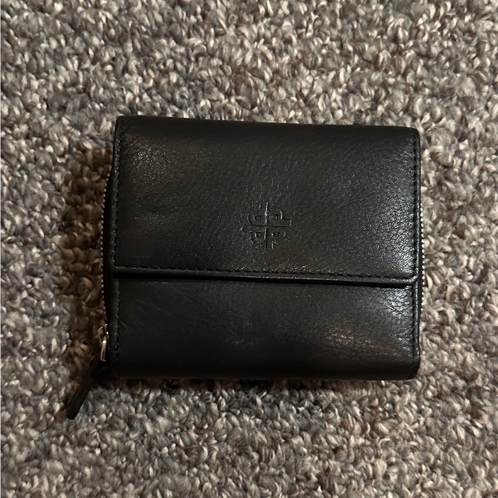 NWT Picard  Black Leather Wallet with many slots and zipper.